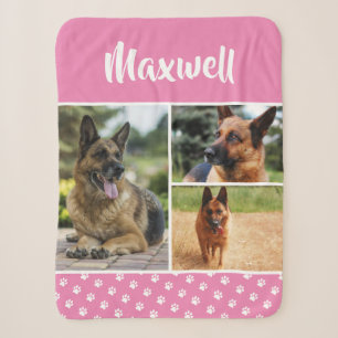 Cute Photo Collage Pet Dog Name Sherpa Blanket