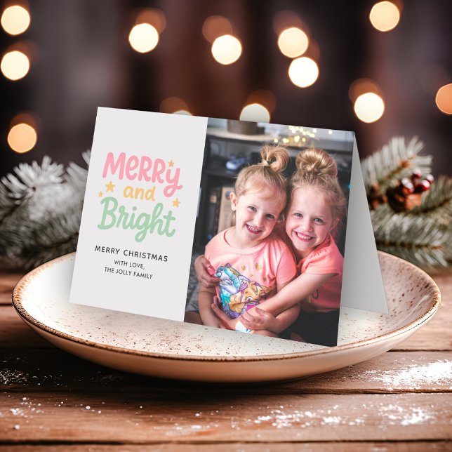 Cute Photo Colourful Modern Christmas Holiday Card (Creator Uploaded)