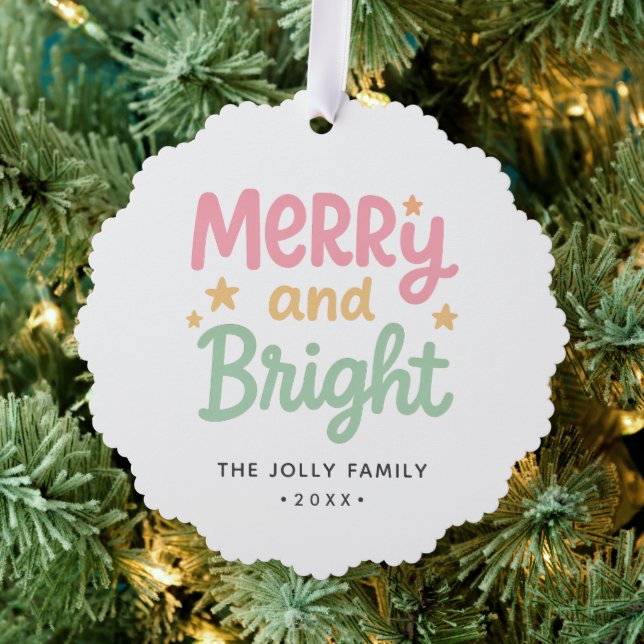 Cute Photo Colourful Modern Christmas Ornament Card (Insitu (Tree))