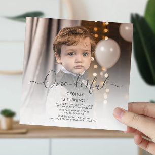 Cute Photo First Birthday Invitation