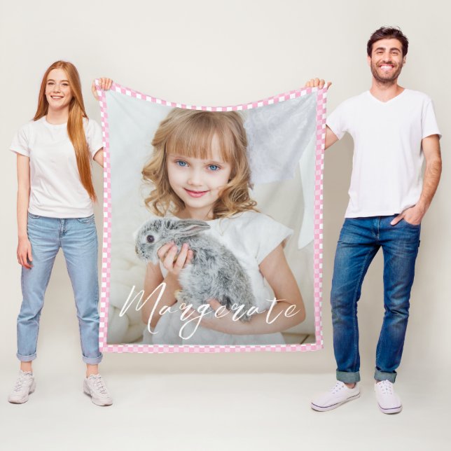 Cute Photo Fleece Blanket With A Name (In Situ)