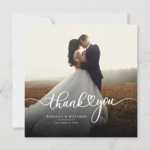 Cute Photo Hand-Lettered Wedding Thank You Card