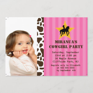 Cute Photo Little Cowgirl Birthday Party Invitation