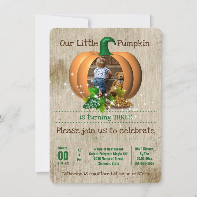 Cute photo magical pumpkin babies country party invitation (Front)
