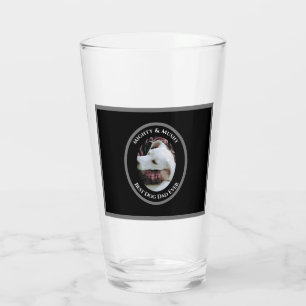 Cute Photo of Dad Hugging Sweet White Dog Black Glass