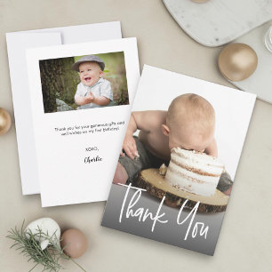 Cute Photos handlettering 1st birthday Custom note Thank You Card