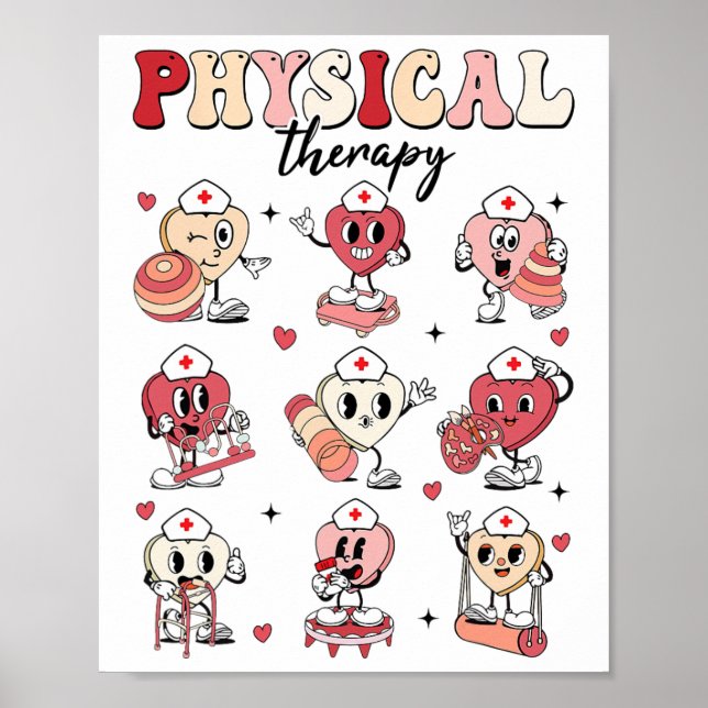 Cute Physical Therapy Valentine's Day Pt Pta Pedia Poster (Front)