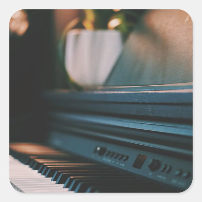 Cute Piano Artwork Square Sticker (Front)