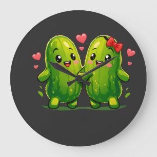 Cute Pickle Couple Funny Kawaii Pickles T-Shirt fo Large Clock