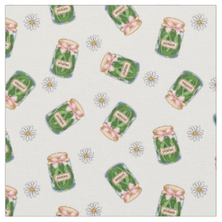 Cute Pickle Jar & Daisy tissu Motif sans couture