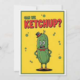 Cute Pickle Joke Can We Ketchup Lighthearted  Thank You Card