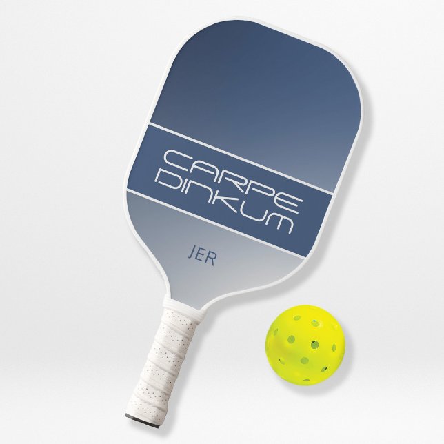 Cute Pickleball Dink Pun Gradient Initials Blue Pickleball Paddle (Creator Uploaded)