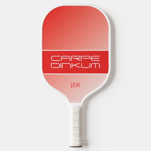 Cute Pickleball Dink Pun Gradient Initials Red Paddle (Front)