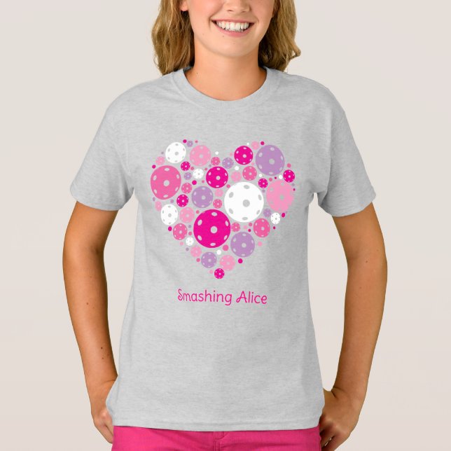 Cute Pickleball 💘 Heart custom text T-Shirt (Front)