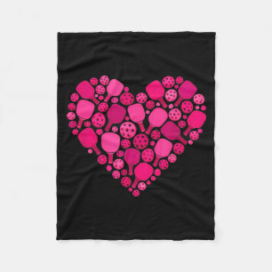 Cute pickleball heart valentine's day pickleball fleece blanket