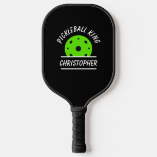 Cute Pickleball King Name Ball Black Green Sports Pickleball Paddle