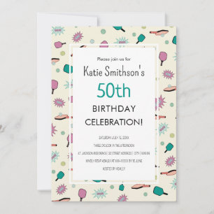 Cute Pickleball Party 50e anniversaire Invitation
