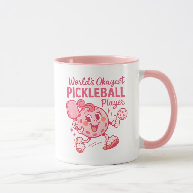Cute Pickleball Player Pink Funny Pickleballer  Mug (Right)