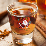 Cute Pickleball Santa Christmas  Shot Glass<br><div class="desc">Cute jolly Christmas holiday shot glass with a Pickleball twist - swinging graphic Santa holding a ball and paddle,  ready for a challenge. Happy Holidays!</div>