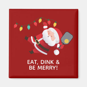 Cute Pickleball Santa Red Christmas Magnet