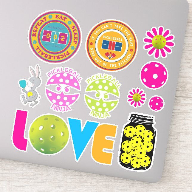Cute pickleball sticker sheet 003, large (Detail)