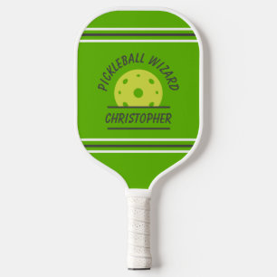 Cute Pickleball Wizard Name Ball Green Grey Sports Pickleball Paddle