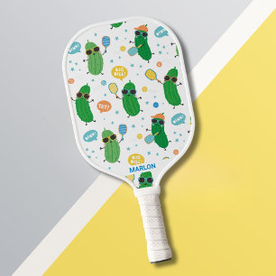 Cute Pickles playing Pickleball Paddle