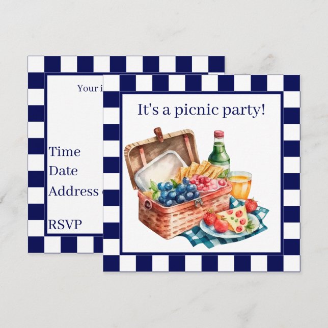 Cute picnic party lovers  invitation (Front/Back)