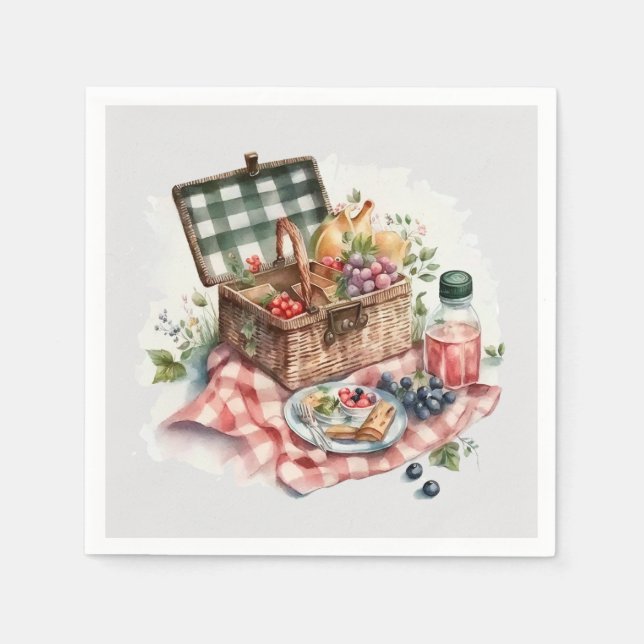 cute picnic party lovers Paper Plates Napkin (Front)