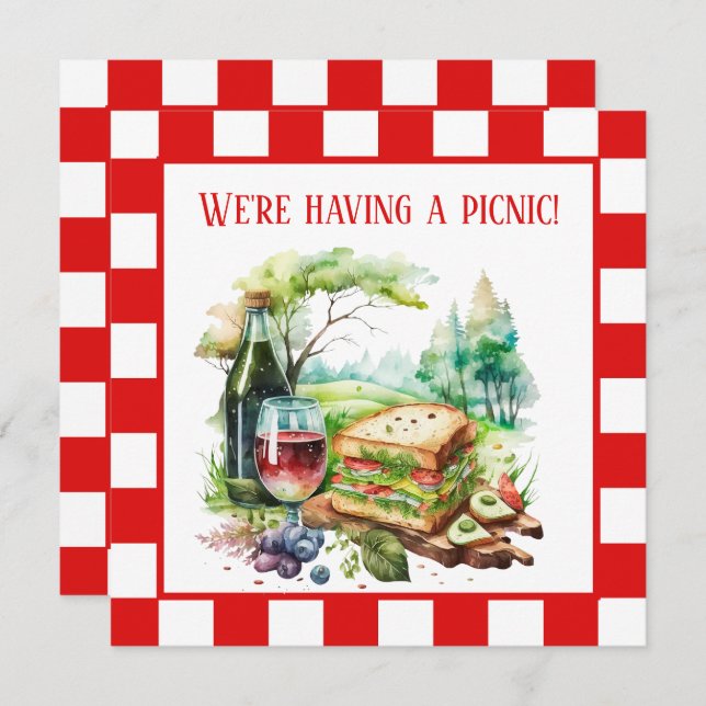 cute picnic scene party  invitation (Front/Back)