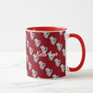 cute picture of dog with pink teddy bear mug