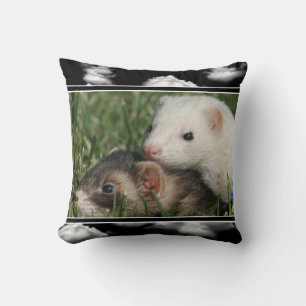 Cute Picture of Sleepy Ferrets Throw Pillow