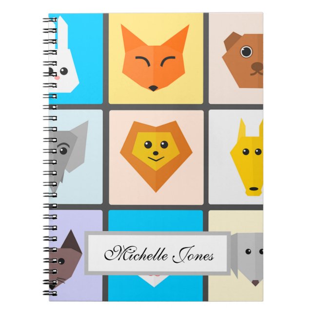 Cute Pictures of Animals Add Your Name Homeschool Notebook (Front)