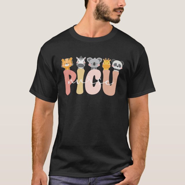 Cute PICU Nurse Pediatric Intensive Care Unit T-Shirt (Front)