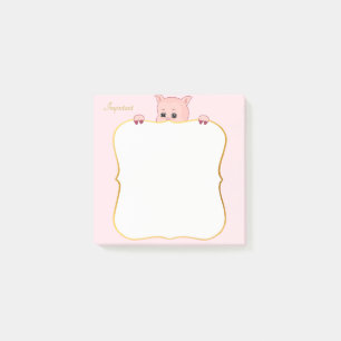 Cute Pig and Personalized Text Post-it Notes