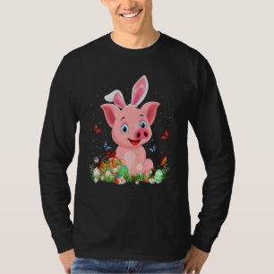 Cute Pig Bunny Egg Hunting Colourful Egg Happy Eas T-Shirt