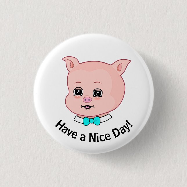 Cute Pig Cartoon 1 Inch Round Button (Front)