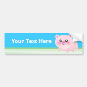 Cute pig cartoon bumper sticker