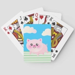 Cute pig cartoon playing cards
