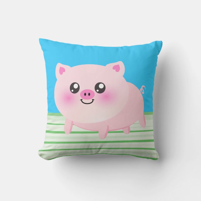 Cute pig cartoon throw pillow (Front)
