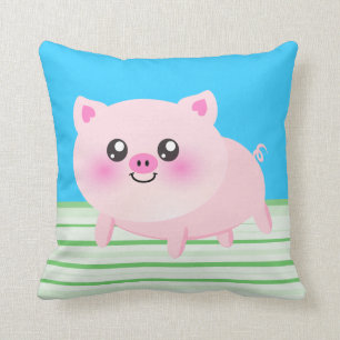 Cute pig cartoon throw pillow