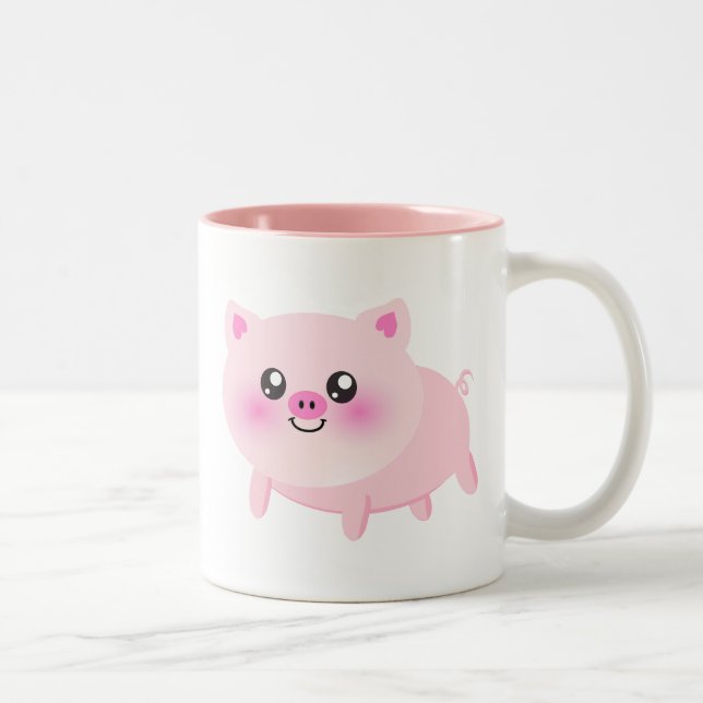 Cute pig cartoon Two-Tone coffee mug (Right)