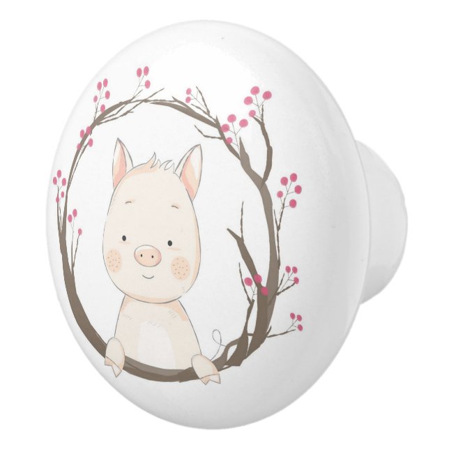 Cute Pig Ceramic Knob (Right)