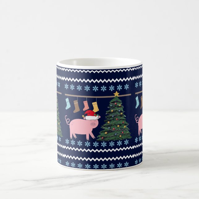 Cute Pig Christmas Coffee Mug (Center)