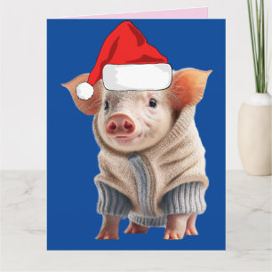 CUTE PIG CHRISTMAS GREETING CARD