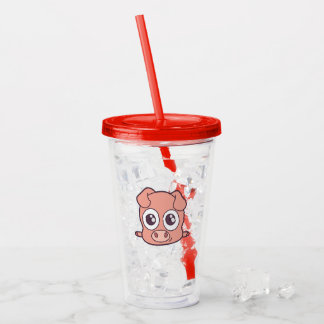 Cute pig clipart acrylic tumbler