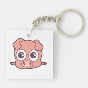 Cute pig clipart keychain