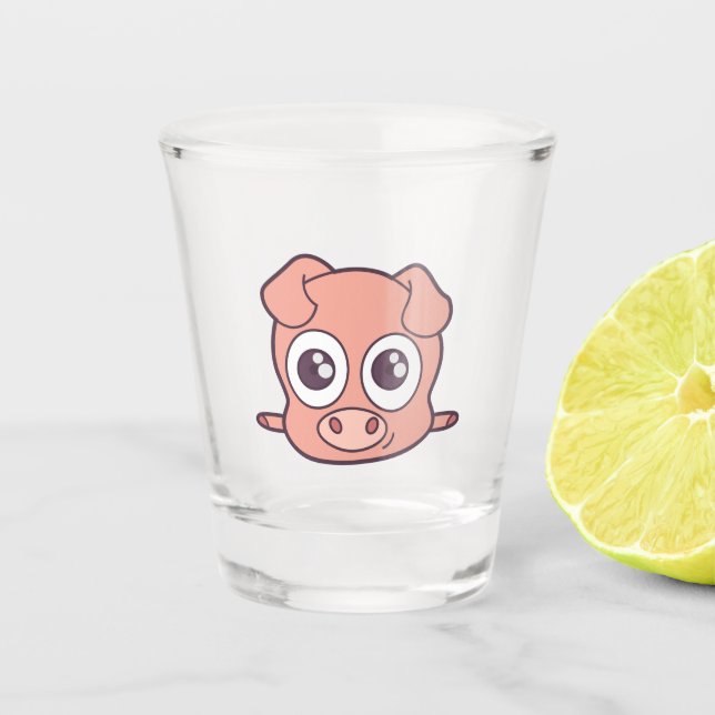 Cute pig clipart shot glass (Front)