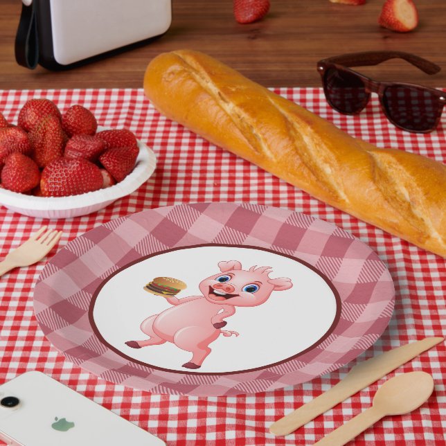 Cute pig cookout party paper plate (Picnic)