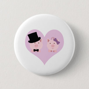 Cute Pig Couple 2 Inch Round Button